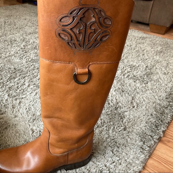 Frye Melissa Logo Embossed Leather Boot - Picture 10 of 10